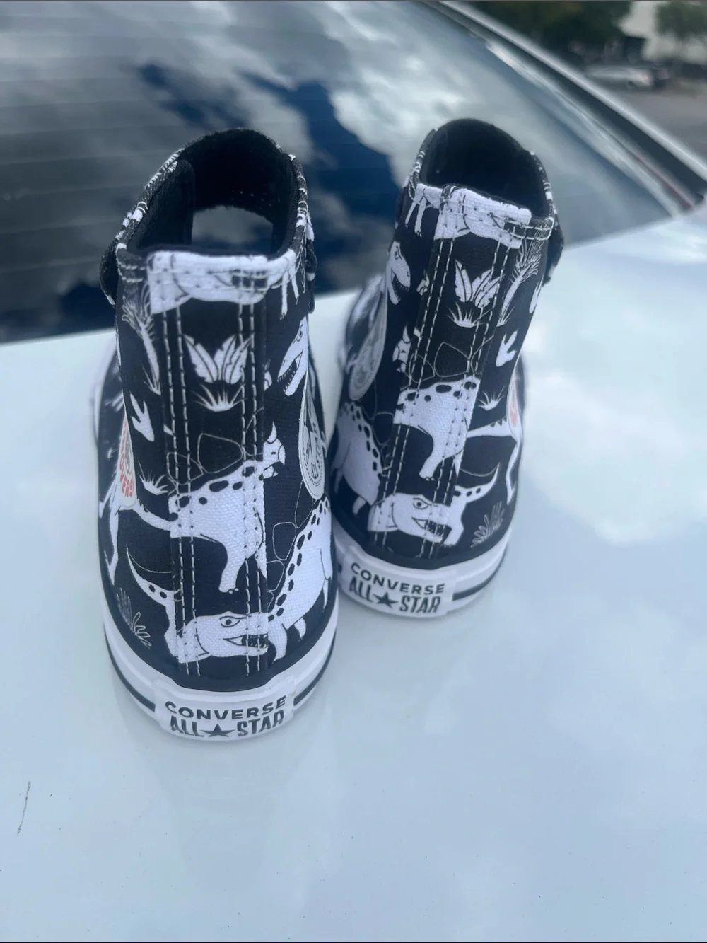 Converse Kids' High Top Sneakers - Black/White Dino Print